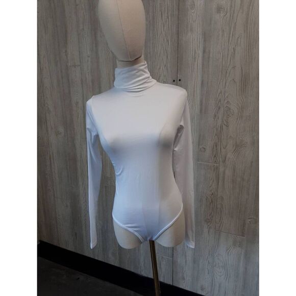 MANGOPOP Women's Mock Turtle Neck Long Sleeve Tops Bodysuit Jumpsuit (A Long Sle - Picture 1 of 1